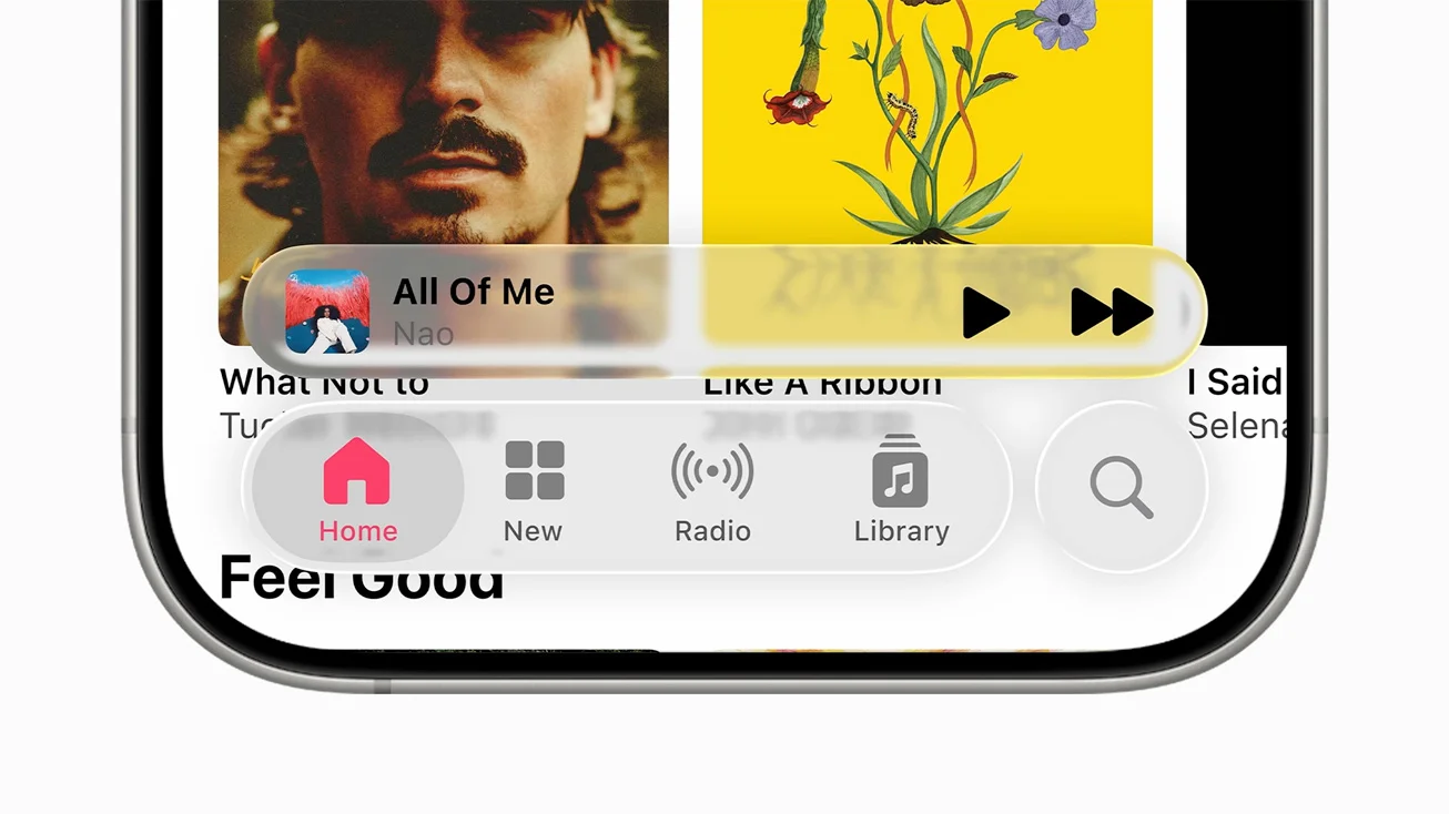 Apple Music with dynamic tab bars on iPhone