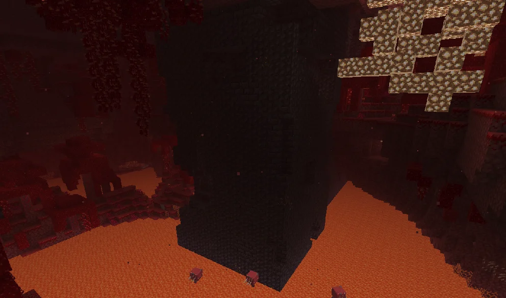 Minecraft Bastion structure with pigmen.
