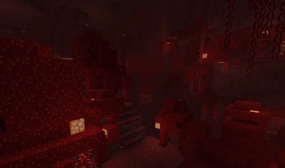 Crimson Forest biome with red landscape