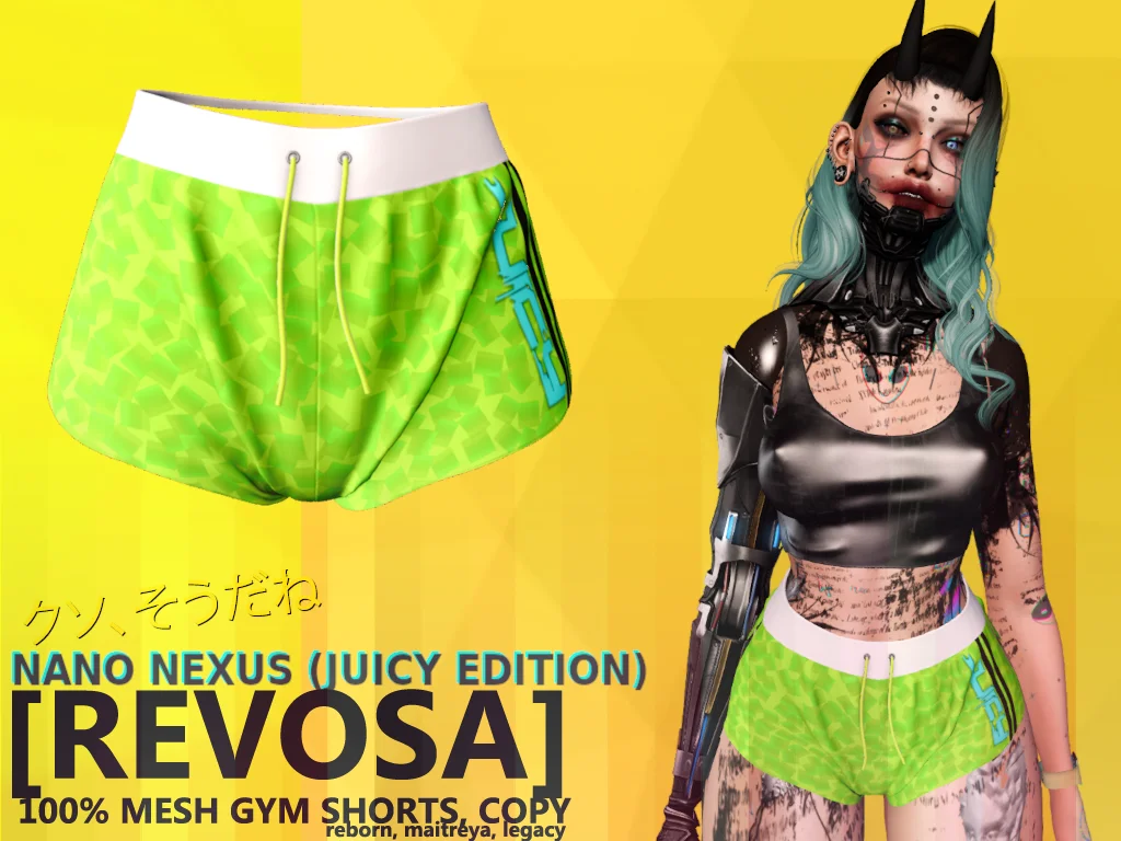 Juicy green shorts for Second Life avatar