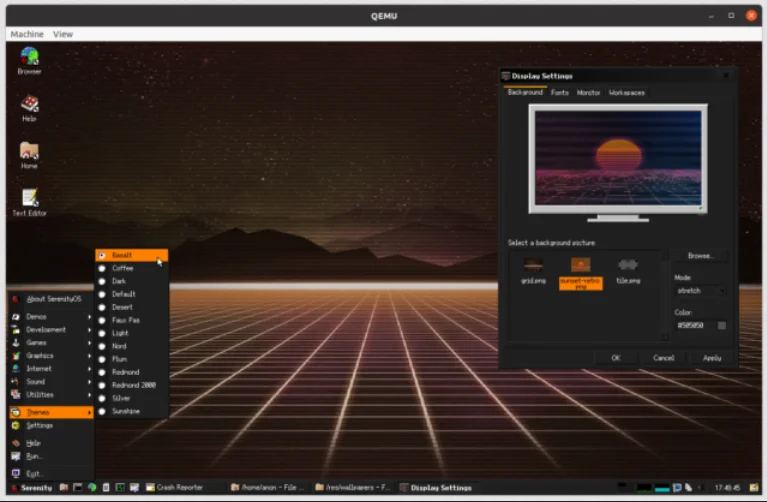 A screenshot of the environment for LadyBird OS.