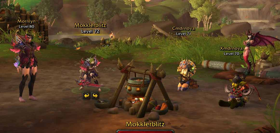 World of Warcraft character camping in-game.